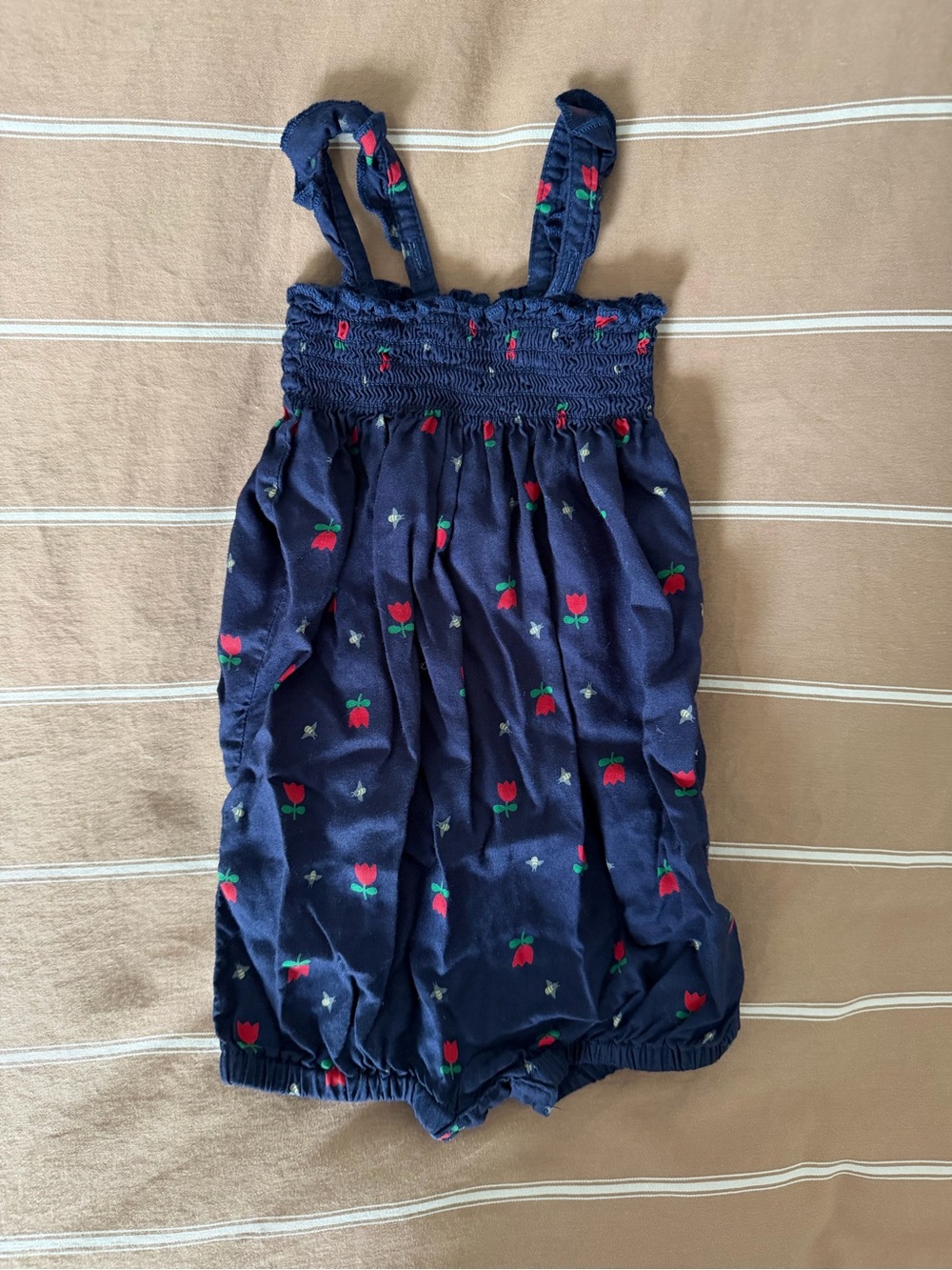 Hanna Andersson Adjustable Navy Floral Bubble Romper